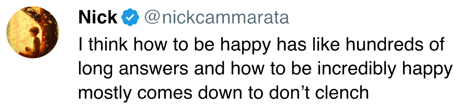 A post by Nick Cammarata about unclenching and happiness